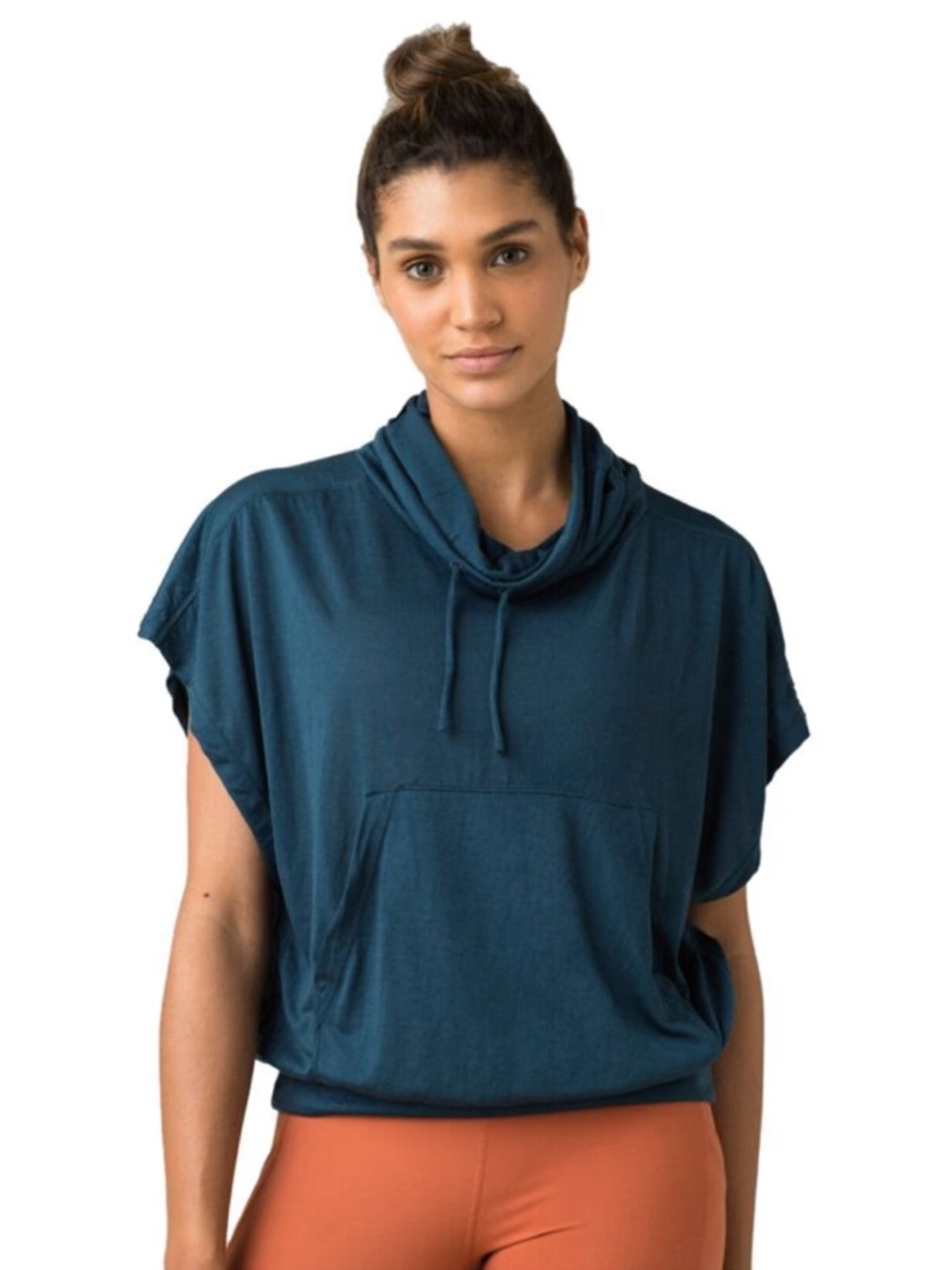 prAna Oceane Pullover Short Sleeve Cowl Neck Top Women M